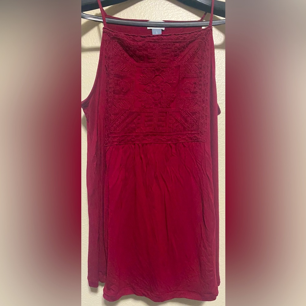 Used Old Navy Maroon String Tank Top- size L